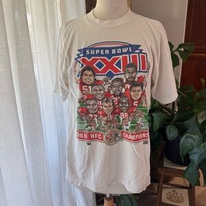 Vintage 1988 fruit of a loom 49ers SF‎ Super Bowl XXIII White Graphic T-Shirt